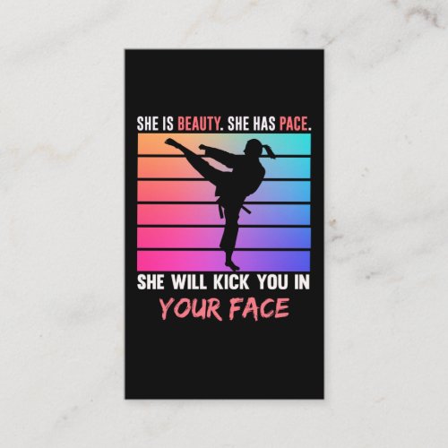 Beauty Karate Girl Kick You Taekwondo Jiu Jitsu Business Card