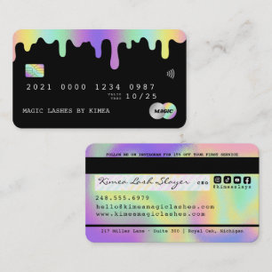 Beauty Lash Nail Tech Holographic Credit Style Business Card