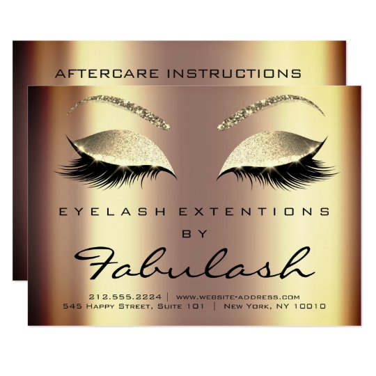 Beauty Lashes Extension Aftercare Instruction Gold Invitation