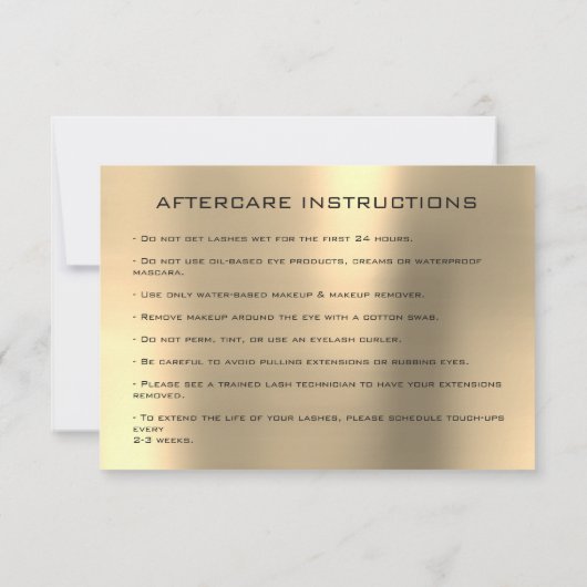 Beauty Lashes Extension Aftercare Instruction Lux (Back)