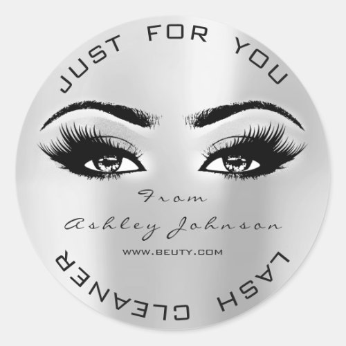 Beauty Lashes Extension Makeup Cleaner Gray Classic Round Sticker