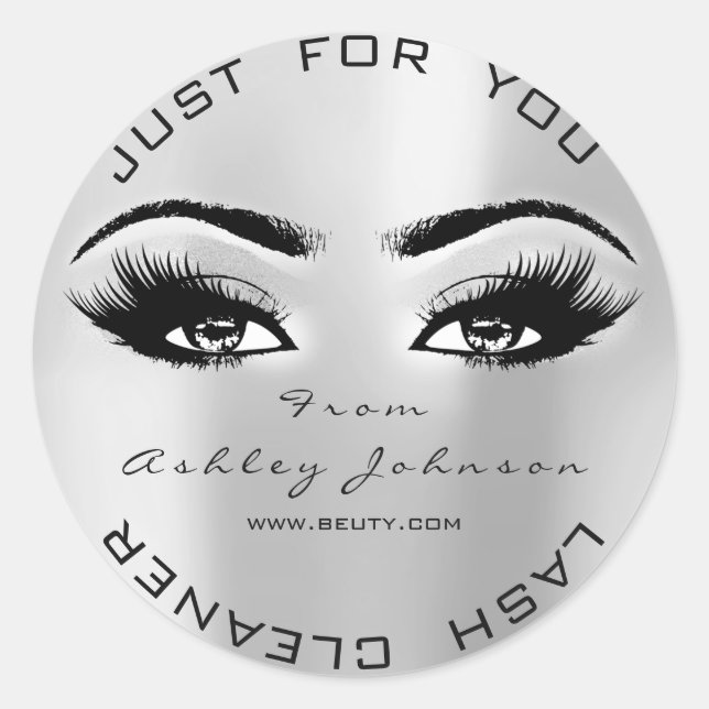 Beauty Lashes Extension Makeup Cleaner Gray Classic Round Sticker (Front)