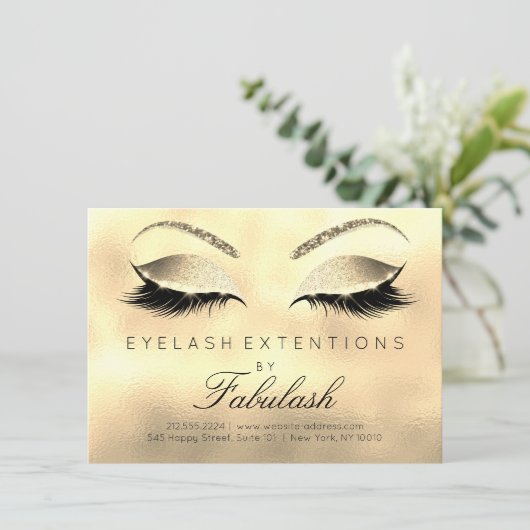 Beauty Lashes Extension Salon Aftercare Gold Glass (Standing Front)
