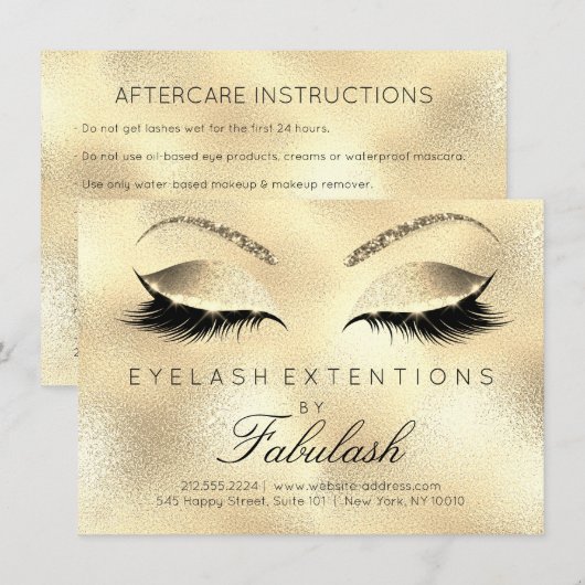 Beauty Lashes Extension Salon Aftercare Gold Glitt (Front/Back)