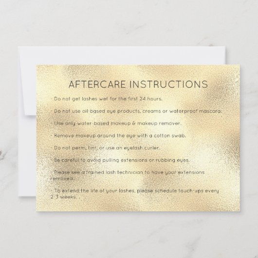Beauty Lashes Extension Salon Aftercare Gold Glitt (Back)