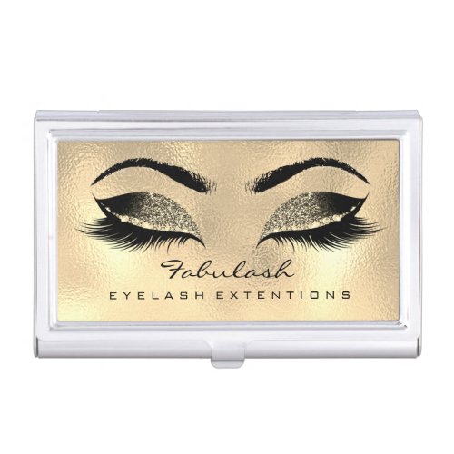 Beauty Lashes Makeup Artist Faux Gold Browns Wax Business Card Holder