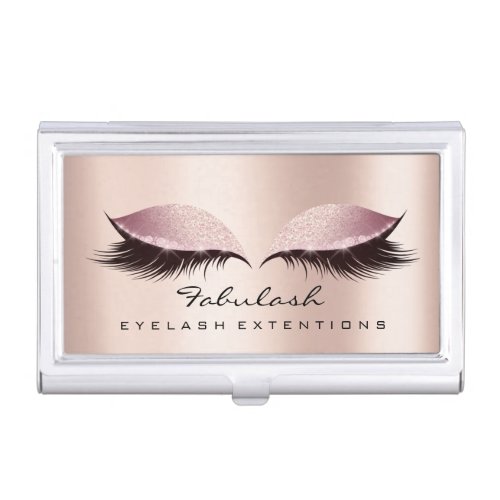 Beauty Lashes Makeup Artist Gold Pink Rose SPA Business Card Case