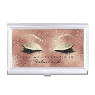 Beauty Lashes Makeup Gold Pink Skin Lux Glitter Case For Business Cards