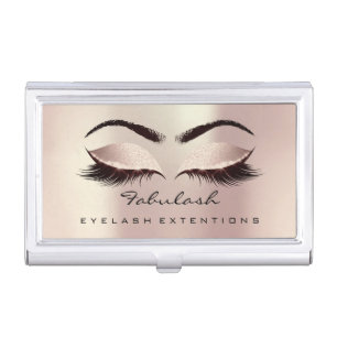 Beauty Lashes Makeup Pink Rose Blush Microblading Business Card Case