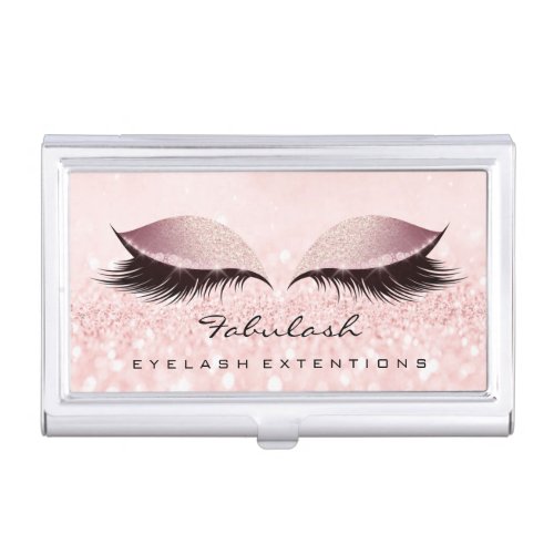 Beauty Lashes Makeup Pink Rose Blush Microblading Business Card Case