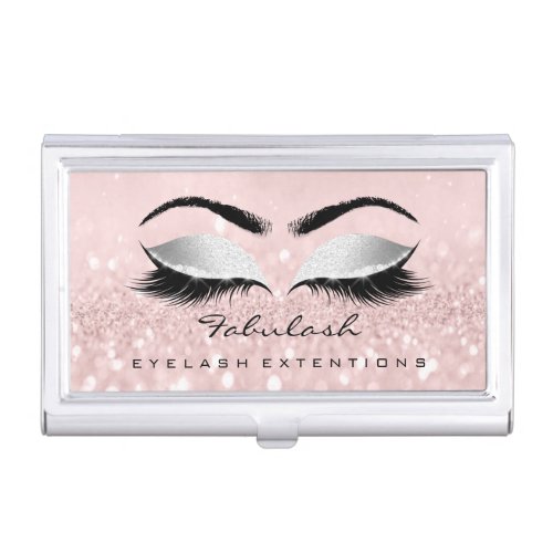Beauty Lashes Makeup Pink Rose Blush Microblading Business Card Case