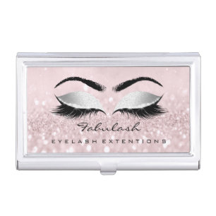 Beauty Lashes Makeup Pink Rose Blush Microblading Business Card Case
