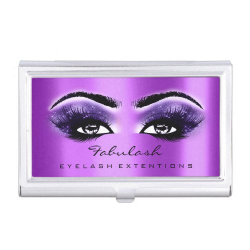 Beauty Lashes Makeup Purple Violet Microblading Business Card Case