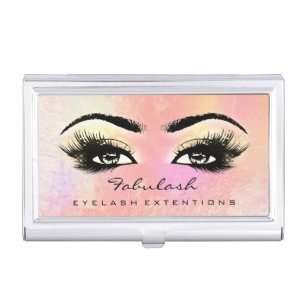 Beauty Lashes Makeup Rose Gold Pastel Microblading Business Card Case