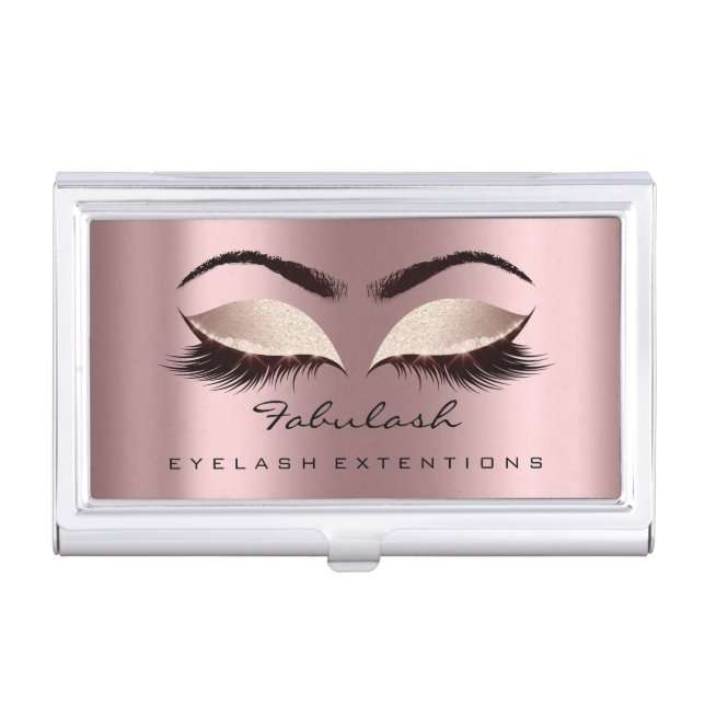 Beauty Lashes Makeup Spark Rose Blush Microblading Business Card Case (Front)