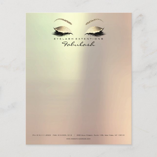 Beauty Lashes Makeup Stylist Eyebrows Gold Rose Flyer (Front)