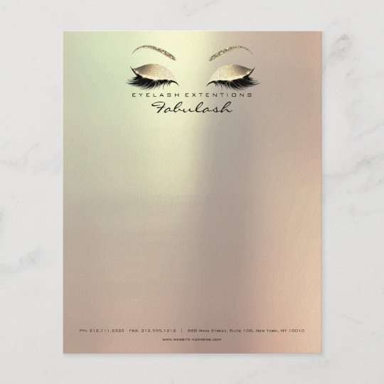Beauty Lashes Makeup Stylist Eyebrows Gold Rose Flyer 