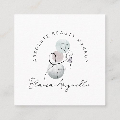 Beauty Line Art Face Makeup Artist Business Square Business Card