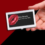 Beauty Lips Cosmetics Business Card Case<br><div class="desc">Powerful Red lips and black background color make this cosmetics and beauty business card case for a beauty rep or makeup artist.</div>