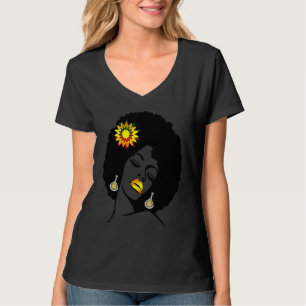 Beauty Lips Flower Black Girl Magic Afro Diva Mel T-Shirt