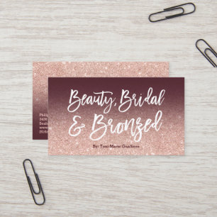 Beauty logo chic typography burgundy rose gold business card