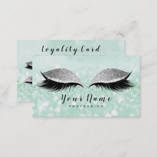 Beauty Loyalty Card 10 Makeup Lashes Mint Glitter