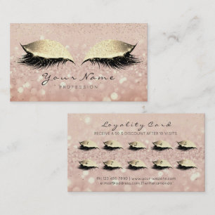 Beauty Loyalty Card 10 Makeup Lashes Rose Gold WOW