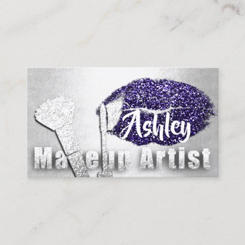 Beauty Makeup Artist Appointment Blue Kiss Lips Business Card