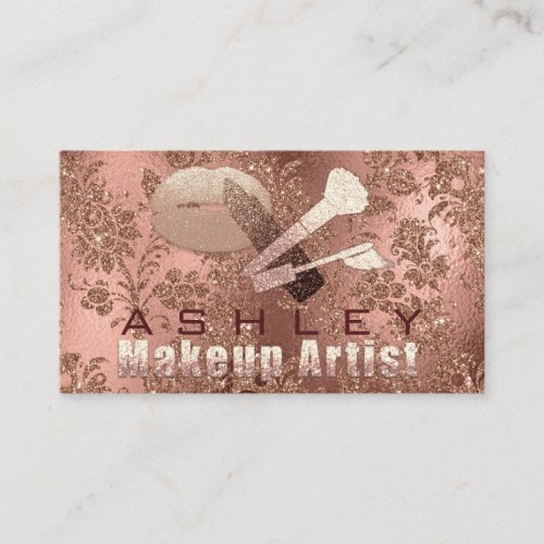 Beauty Makeup Artist Appointment Blush Kiss Floral Business Card