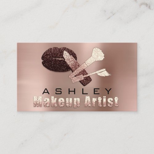 Beauty Makeup Artist Appointment Blush Kiss Skinny Business Card