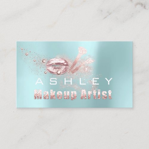 Beauty Makeup Artist Appointment Card Blue Pink