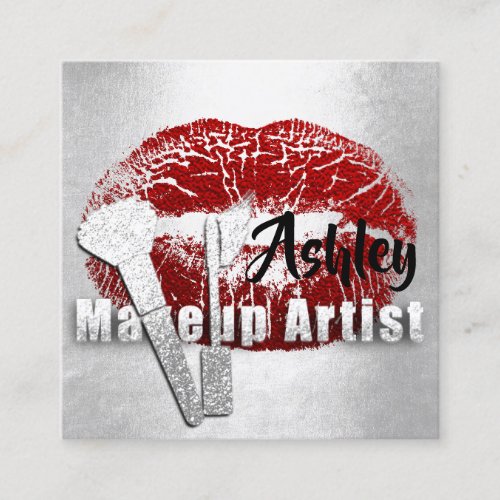 Beauty Makeup Artist Appointment Card Gray Red