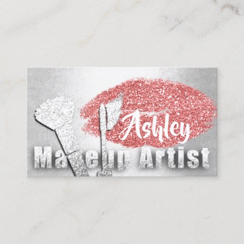 Beauty Makeup Artist Appointment Card Peach Gray 1