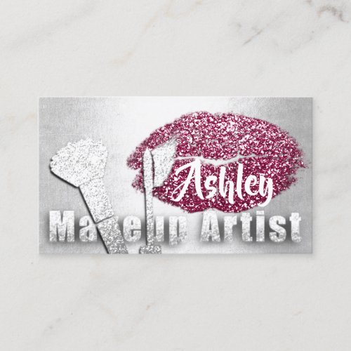 Beauty Makeup Artist Appointment Card Pink Gray 1