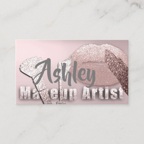 Beauty Makeup Artist Appointment Card Pink Grey