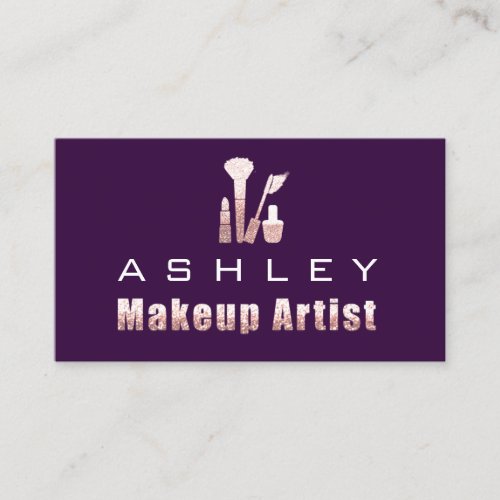 Beauty Makeup Artist Appointment Card Purple Pink