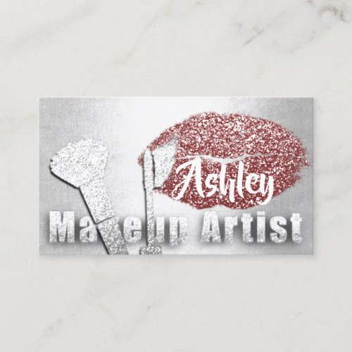 Beauty Makeup Artist Appointment Card Rose Silver