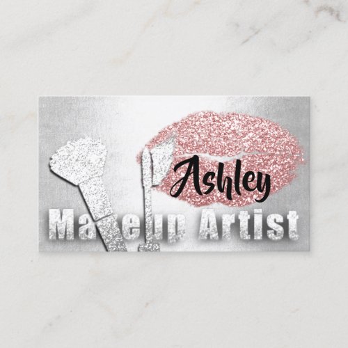 Beauty Makeup Artist Appointment Card Rose Silver