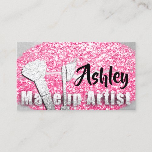 Beauty Makeup Artist Appointment Card Silver Pink