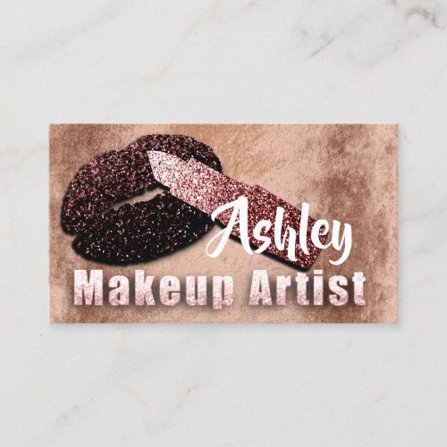 Beauty Makeup Artist Appointment Kiss Rose Copper Business Card