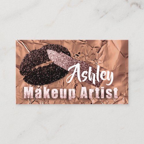 Beauty Makeup Artist Appointment Kiss Rose Copper Business Card