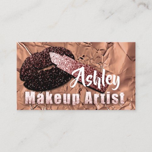 Beauty Makeup Artist Appointment Kiss Rose Copper Business Card