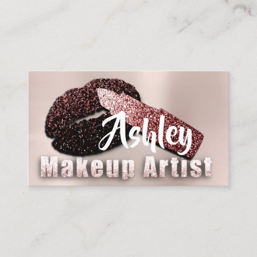 Beauty Makeup Artist Appointment Kiss Rose Glam Business Card