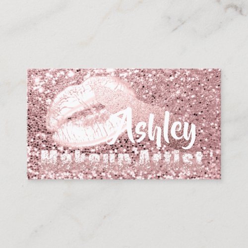 Beauty Makeup Artist Appointment Kiss Rose Pink Business Card