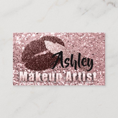 Beauty Makeup Artist Appointment Kiss Rose Pink Business Card