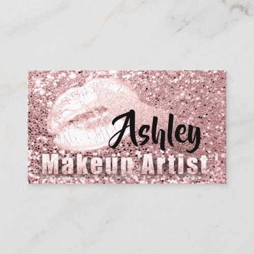 Beauty Makeup Artist Appointment Kiss Rose Pink Business Card