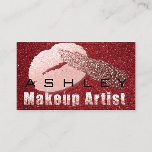 Beauty Makeup Artist Appointment Kiss Rose Red Business Card