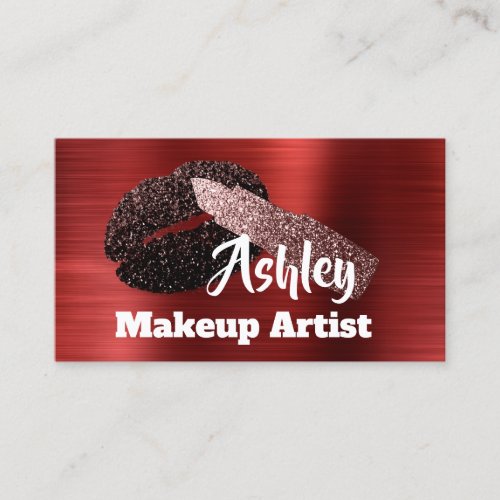 Beauty Makeup Artist Appointment Kiss Rose Red Business Card