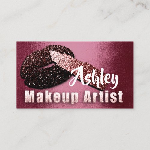 Beauty Makeup Artist Appointment Lips Rose Burgund Business Card