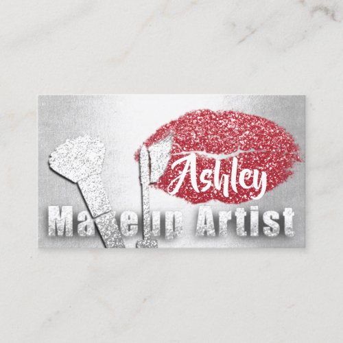 Beauty Makeup Artist Appointment Red Kiss Lips Business Card
